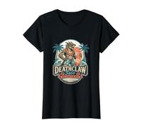 Death Claw Island Resort Vintage Vacation Tee Value Graphic T-Shirt, Women, Black, L