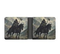 Death Dealer Viking On Horse Mens Wallet Printed Card Holder Bifold Wallets Purse Coin Pocket