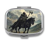Death Dealer Viking On Horse Pill Box 2 Compartment Pill Case Decorative Organizer Storage Boxes Holder Cute