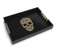 Death Decor Modern Serving Tray with Skull Design Gothic Ottoman Tray, Tea and Coffee Table Tray, Jewelry Bathroom Organizer, Gift, Halloween, Gloss Finish