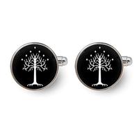 Death Devil Art Picture Cufflinks, White Tree of Gondor, Men's Wedding Gifts