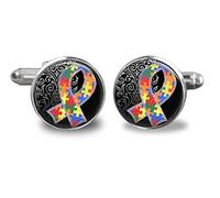 Death Devil Autism Awareness Ribbon Alloy Cufflinks,Art Picture Cuff Links