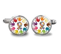 Death Devil Autism Awareness Two Hand Alloy Cufflinks,Art Picture Cuff Links