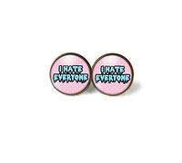 Death Devil Drip I Hate Everyone Pastel Goth Accessories Pastel Goth Earrings Funny Jewelry Soft Grunge Fuck Off Earrings Fuck Jewelry Sarcastic Pin