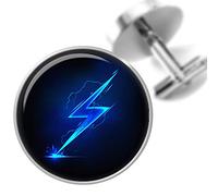 Death Devil Handmade Cuff Links,Cufflinks Blue Lightning Bolt Handmade Cuff Links for Dads Fathers Men,Gift of Love