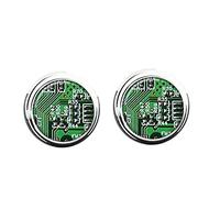 Death Devil Handmade Cuff Links，Green Computer Circuit Board Cufflinks Handmade Cuff Links Gifts for Computer Geeks Nerds Men Techies，Gift of Love