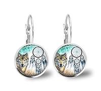 Death Devil Tile Earrings Tile Jewelry Wolf Earrings Dreamcatcher Earrings Animal Jewelry Wolf Jewelry Dreamcatcher Jewelry Brass Jewelry Silver Jewelry，Gift of Love