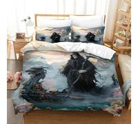 Death Figure-Gothic Horror Art Style Duvet Cover Sets 3 PCS Hotel Quality Quilt Cover Bedding Sets Bed Covers with Pillowcases with Zipper Closure Ultra Soft Anti Allergic Microfiber Single（140x200cm）