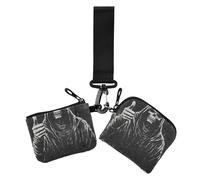 Death God Black Skull Gothic Women's Card Cases Change Holder Small Detachable Business Card Holder with Keychain for Daily Use 2 Pcs, death god black skull Gothic, One Size, Casual