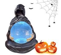 Death God Crystal Ball - Grim Reaper Figurine With Light Up Ball Crystals Glowing Balls With Floating Bat