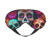 Death God Flower Skeleton Print Sleep Mask with Adjustable Strap, Comfortable Eye Cover for Travel, Yoga, Napping, Sleeping & Relaxation