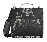 Death God Skull 1.5 Inch 3 Rings Binder Organizer with Handle Multiple Pockets Portfolios Portfolio Organizer for School and Office