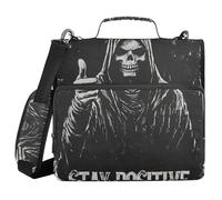 Death God Skull 1.5 Inch 3 Rings Office Binder Organizer with Handle and Removable Shoulder Strap Multi-Pocket Document Binder Organizer Suitable for Middle School