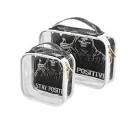 Death God Skull 2 Pack clear travel toiletry kit TSA approved multifunctional makeup travel bag travel essential de maquillaje
