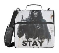 Death God Skull 3 Rings 1.5 inch Organizer Binder with Handle and Removable Shoulder Strap Waterproof Document Organizer Bag for Middle Student