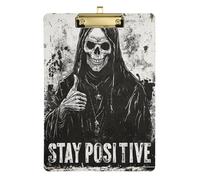Death God Skull Acrylic clipboard Printed Standard Letter A4 Size Hard Board for Volleyball Baseball Coaches Gold 12x9in Tablas para escribir