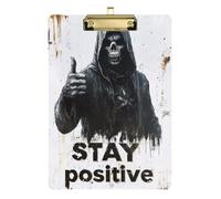 Death God Skull Acrylic Pretty clipboard Standard Letter A4 Size Standard Hole for First Year Teacher Must Haves Gold 12x9in Tabla para escribir