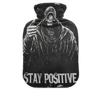 Death God Skull Travel hot Water Bottle with Soft Cover, 1L Warm Compress for Sore Muscle, Hot and Cold Therapies, Bolsa para cólicos menstruales