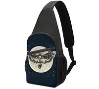 Death Hawkmoth Full Moon Crossbody Backpack Shoulder Bag Lightweight One Strap Sling Bag Travel Hiking Daypack
