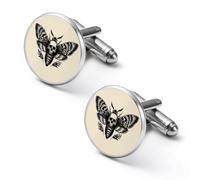 Death Head Hawk Moth Insect Fashion Cufflinks for Men Classic Shirts Cuff Links Set for Wedding Business 1.7cm