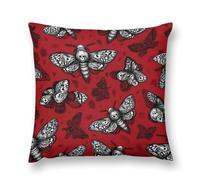 Death Head Moth Halloween Plush Pillowcase Square Throw Pillow Cover Soft Cushion Case for Sofa Bedroom Car 24 "x24 "