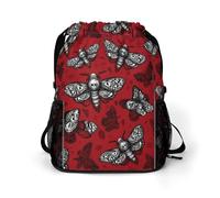Death Head Moth Halloween Sports Drawstring Bag for Men Women Large Beach Gym Backpack with Shoe Compartment