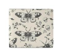 Death Head Moth Scary Black Flower Bifold Wallet Front Pocket with Money and Credit Card Holder for Men Women