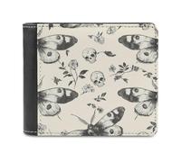 Death Head Moth Scary Black Flower Printed Bifold Wallet with Hidden Compartments Pocket Money and Credit Card Holder for Men Women