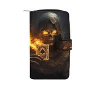 Death Holding Ace of Spades Womens PU Leather Wallet Long Purse Clutch Organizer for Office Travel
