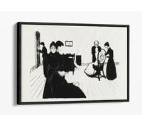 Death in the Sickroom (1896) by Edvard Munch Canvas Floater Frame Print Picture Art - Black Frame 18 inch wide x 12 inch high
