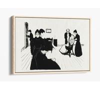 Death in the Sickroom (1896) by Edvard Munch Canvas Floater Frame Print Picture Art - Light Oak Frame 36 inch wide x 24 inch high