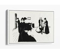 Death in the Sickroom (1896) by Edvard Munch Canvas Floater Frame Print Picture Art - White Frame 30 inch wide x 20 inch high