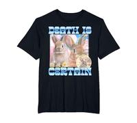 Death is Certain Cringe Bunny Funny Oddly Specific Dank Meme T-Shirt, Men's Big and Tall, Black, 3X Tall