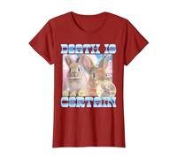 Death is Certain Cringe Bunny Funny Oddly Specific Dank Meme T-Shirt, Women, Cranberry Red, Large