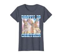 Death is Certain Cringe Bunny Funny Oddly Specific Dank Meme T-Shirt, Women, Heather Blue, X-Small