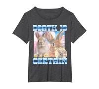Death is Certain Cringe Bunny Funny Oddly Specific Dank Meme T-Shirt, Women's Plus, Dark Heather Grey, 6X