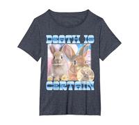 Death is Certain Cringe Bunny Funny Oddly Specific Dank Meme T-Shirt, Women's Plus, Heather Blue, 1X