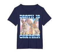 Death is Certain Cringe Bunny Funny Oddly Specific Dank Meme T-Shirt, Women's Plus, Navy Blue, 5X