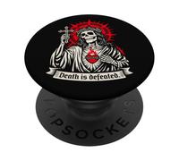 Death Is Defeated Dark Christian Gothic Skeleton Faith Goth PopSockets Adhesive PopGrip