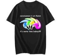 Death is Inevitable Magic Worm on A String Men Women T-Shirt Tee Shirt Pure Cotton Trend Casual Printing Tee Shirt Black(Small)