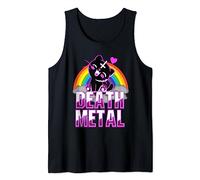 Death Metal Cute Cat Kitten Rainbow Upside Down Cross Tank Top