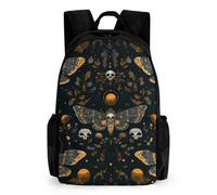 Death Moth And Flower Print 16" Backpack Travel Daypack Laptop Bag