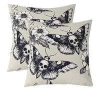 Death Moth Throw Pillow Covers for Boys Girls Adult,Gothic Death Skull Pillow Covers,Youth Bohemian Cushion Covers,Young Man Skeleton Bones Decorative Square Pillow Cases Bedroom Decor,18x18 Set of 2