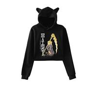 Death Note Hoodie Anime Misa Cosplay Costume Printed Pullover Long Sleeve Cat Ear Hooded Sweatshirt Manga Pullover Crop Tops for Women Girls