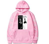 Death Note Hoodie Yagami Light Cosplay Costume L Lawliet Long Sleeve Hooded Pullover Sweatshirt Jacket Coat for Men/Women/Teens Pink