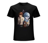 Death Note Puppets Light Kira and Near N Mens Fashion Casual Basic Short Sleeve T-Shirts Size XXL Black