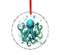 Death Octopus Skull Christmas Ornaments Glass Crystal Round Hanging Decorations for Xmas Tree Holiday Party