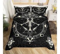 Death Psychedelic Moth Bedding Set King Size,Stars and Moon Phase Space Duvet Cover Set for Children Bedroom Present, Abstract Exotic Aesthetic Microfiber Comforter Cover with 2 Pillowcases