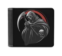 Death Reaper Bifold Wallet PU Leather Credit Card Holder Wallets Slim Front Pocket Money Clip