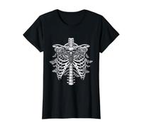 Death’s Head Moth Skeleton Rib Cage Value Graphic T-Shirt, Women, Black, XS